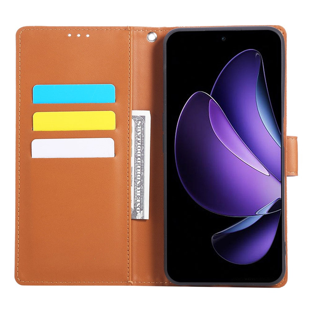 Oppo Reno13 F 5G (Reno 13 FS 5G) / 4G-skal, rosblommigt PU-läderplånboksfodral med 3 kortfack