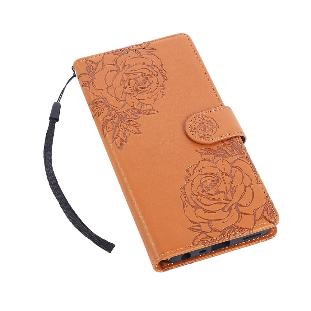 Oppo Reno13 F 5G (Reno 13 FS 5G) / 4G-skal, rosblommigt PU-läderplånboksfodral med 3 kortfack
