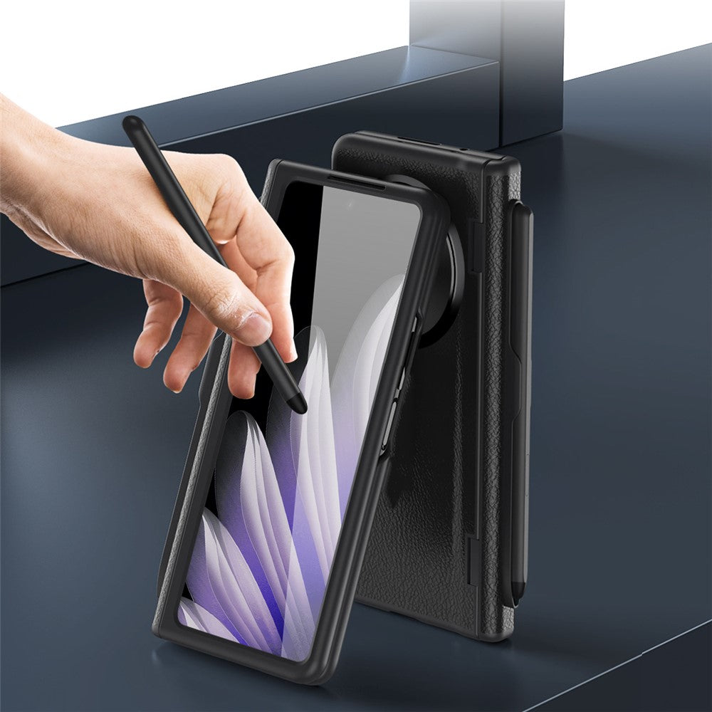 For Oppo Find N5 5G Case Kickstand PC  + PU Leather Folding Phone Cover with Screen Protector and Stylus