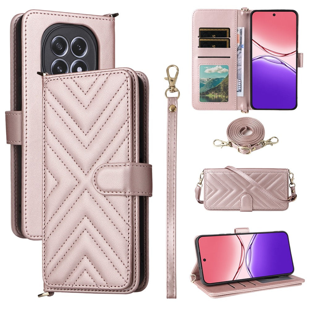 For Oppo F29 5G Wallet Case with Shoulder  /  Wrist Strap Leather Phone Cover Stand