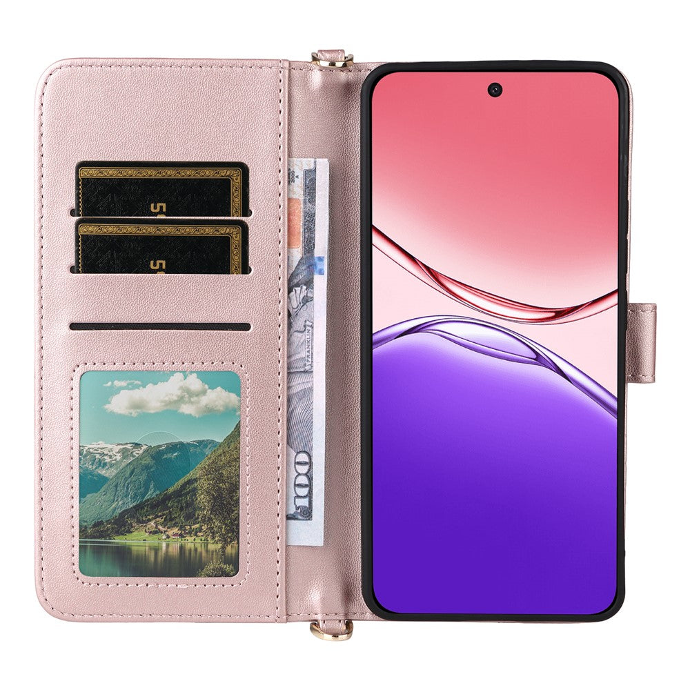 For Oppo F29 5G Wallet Case with Shoulder  /  Wrist Strap Leather Phone Cover Stand