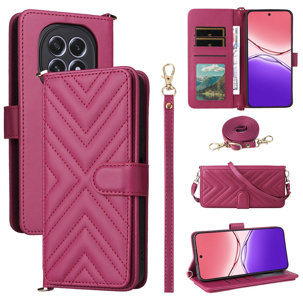 For Oppo F29 5G Wallet Case with Shoulder  /  Wrist Strap Leather Phone Cover Stand