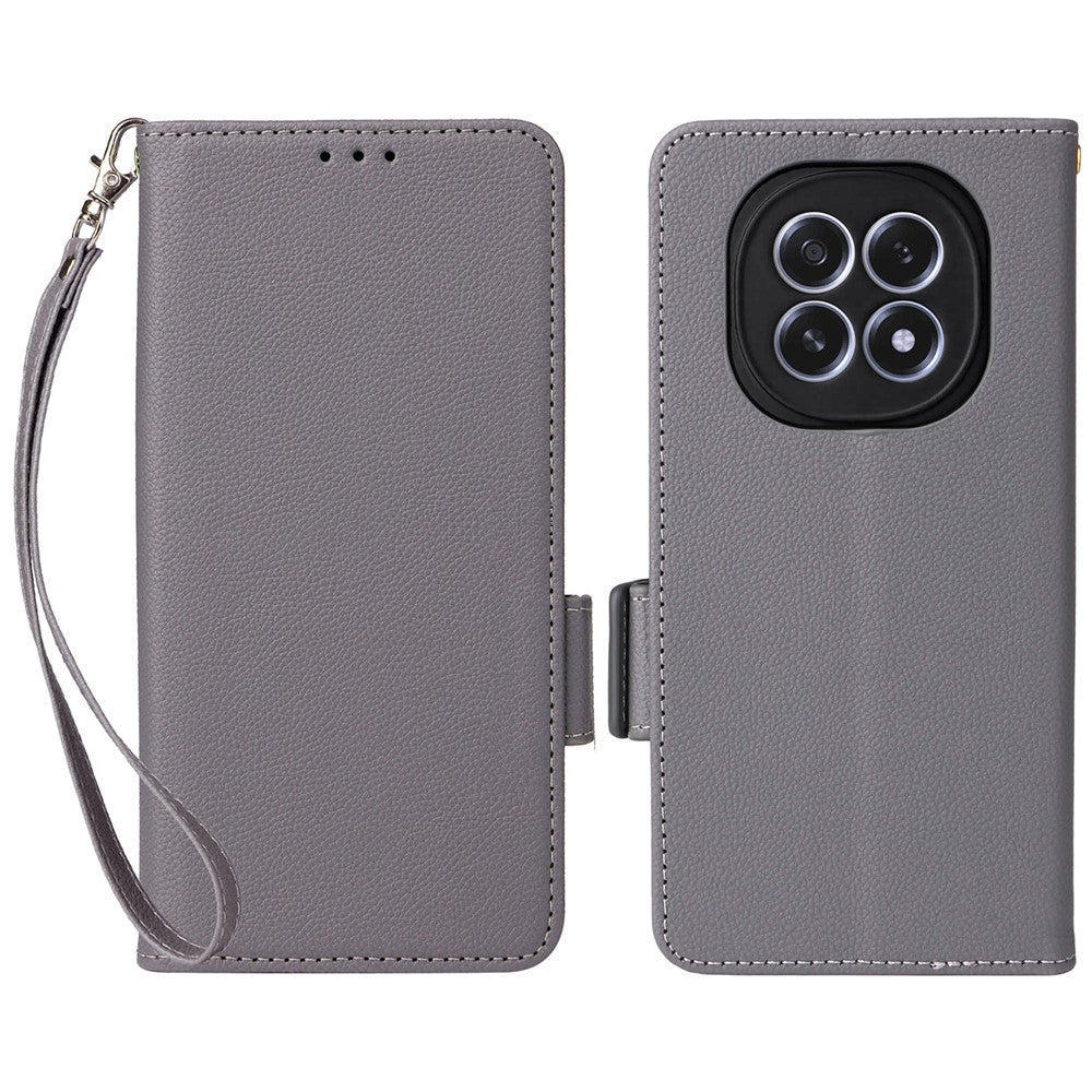 For Oppo F29 5G Case with Wrist Strap Litchi Texture PU Leather Wallet Phone Cover