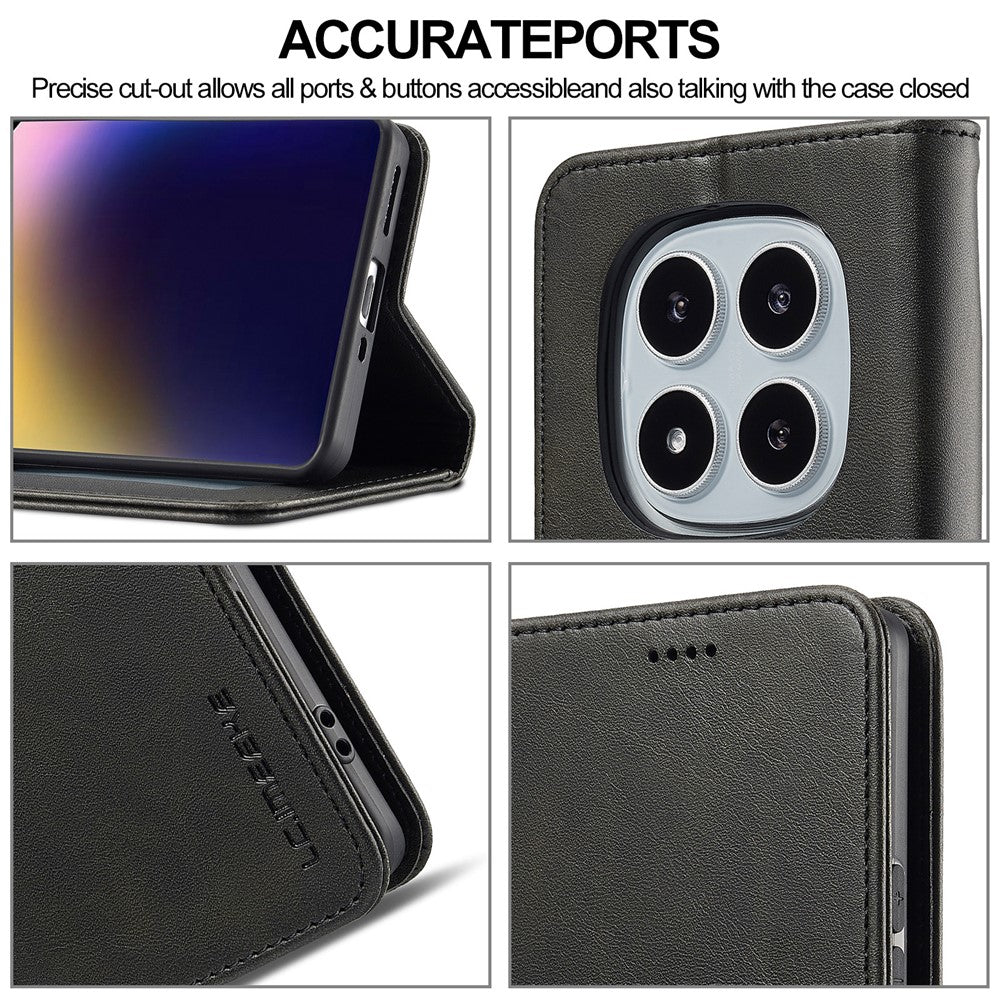 LC.IMEEKE For Xiaomi Redmi Note 14 Pro 4G Case Calf Texture PU Leather Stand Wallet Phone Cover