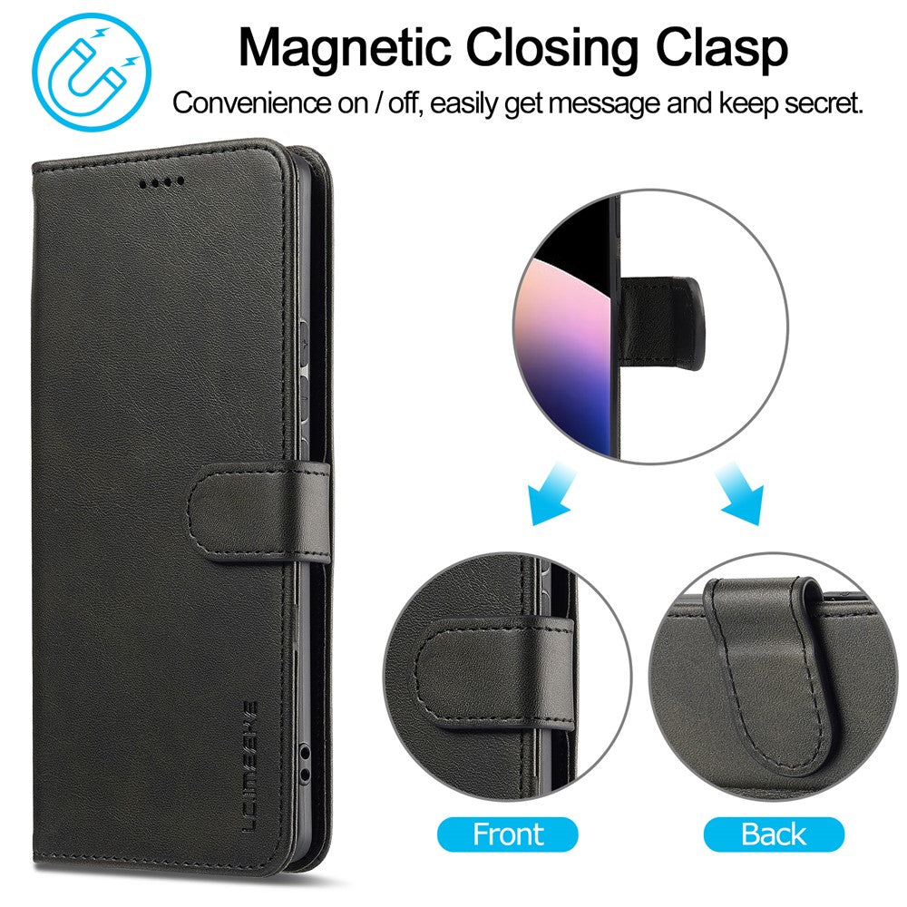 LC.IMEEKE For Xiaomi Redmi Note 14 Pro 4G Case Calf Texture PU Leather Stand Wallet Phone Cover