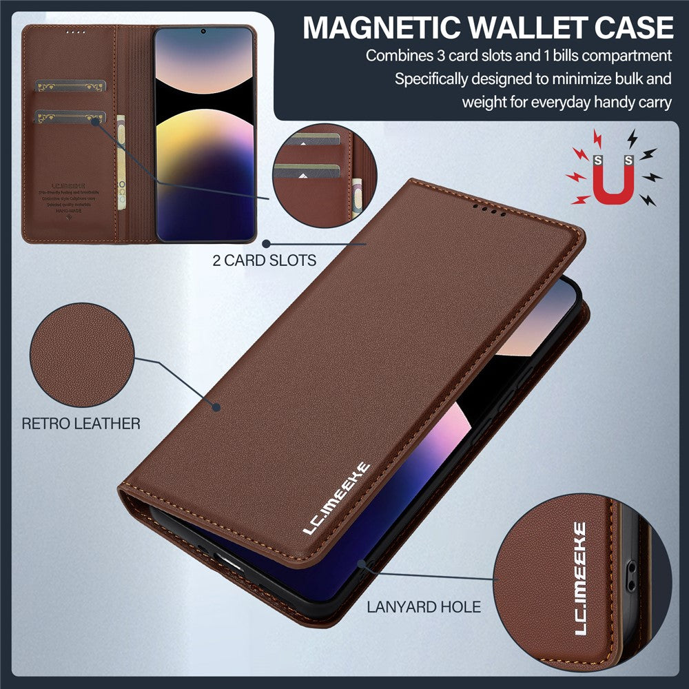 LC.IMEEKE L1 Series for Xiaomi Redmi Note 14 Pro 4G Case PU Leather Wallet Stand Protective Phone Cover