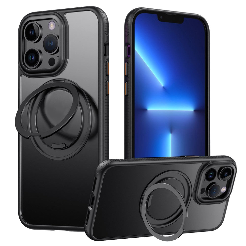 Magnetiskt skal för iPhone 13 Pro Max, roterande växel, pivotstativ, PC + TPU-baksida