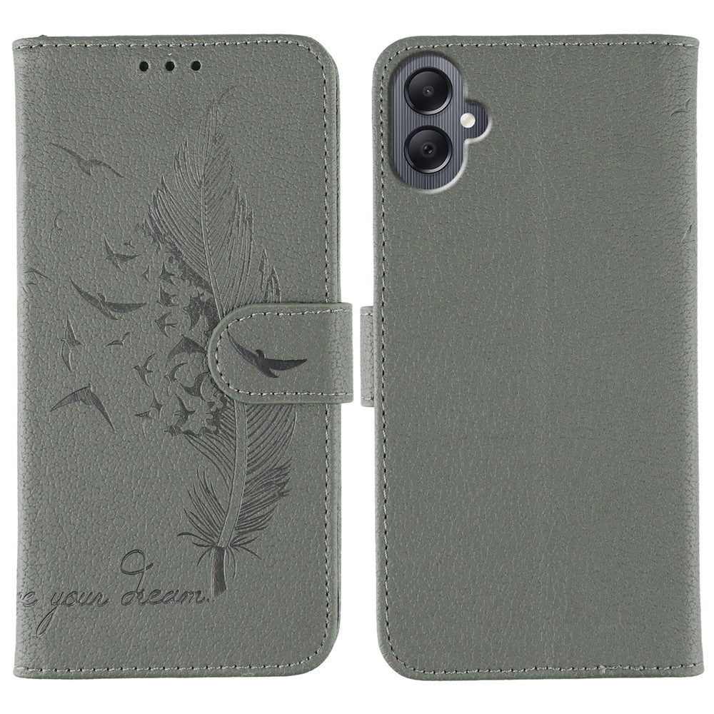 Til Samsung Galaxy A08 5G / A08 4G / A07 4G / A06 4G / A06 5G Etui Fjerpræget PU Læderpung Telefoncover