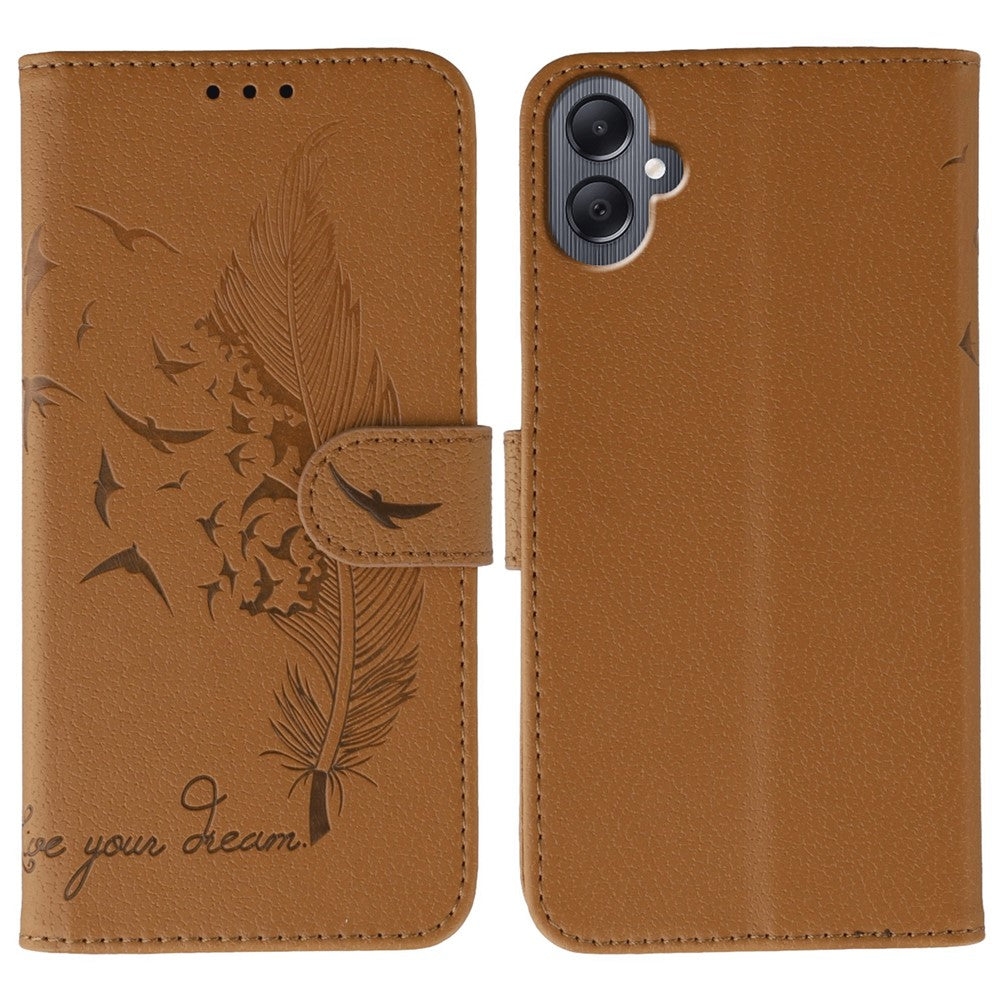 Til Samsung Galaxy A08 5G / A08 4G / A07 4G / A06 4G / A06 5G Etui Fjerpræget PU Læderpung Telefoncover