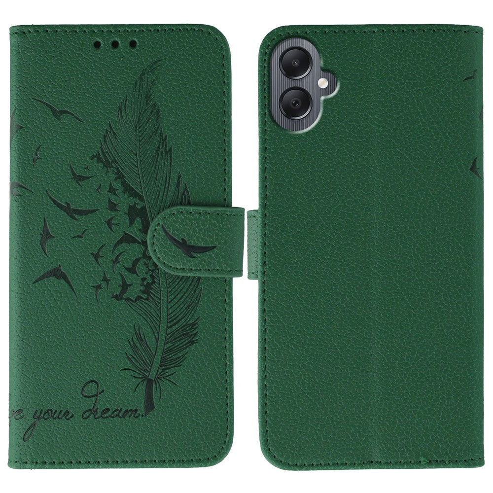 Til Samsung Galaxy A08 5G / A08 4G / A07 4G / A06 4G / A06 5G Etui Fjerpræget PU Læderpung Telefoncover