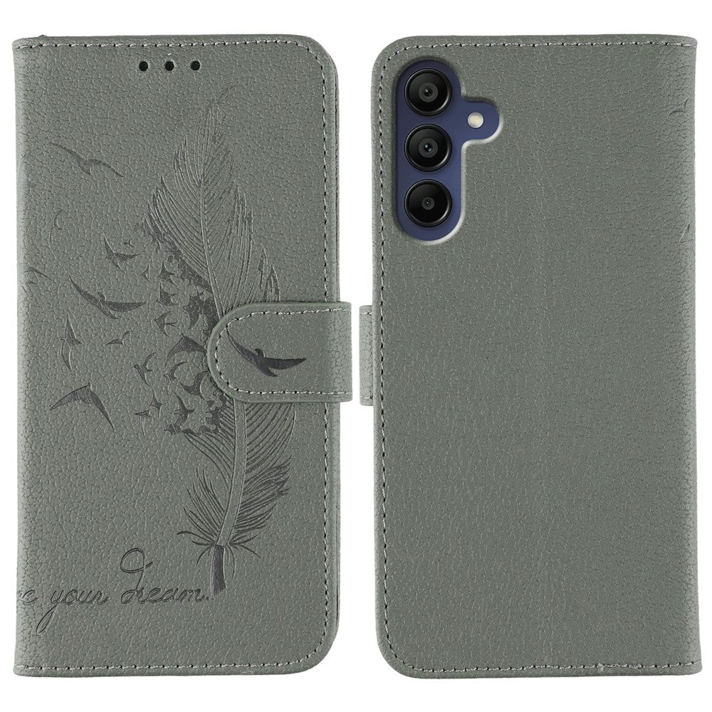 Til Samsung Galaxy A06s Etui Fjerpræg PU Læder Pung Telefoncover