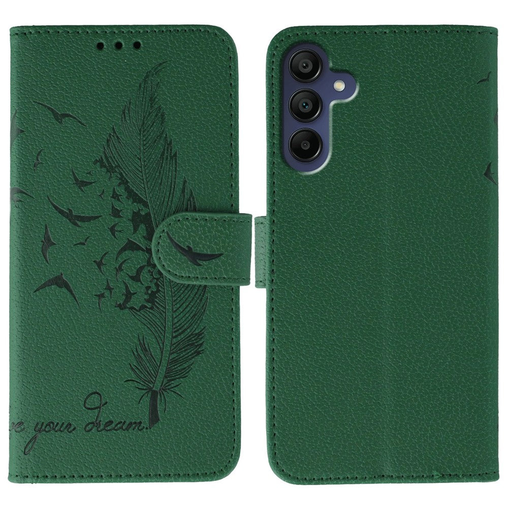 Til Samsung Galaxy A06s Etui Fjerpræg PU Læder Pung Telefoncover