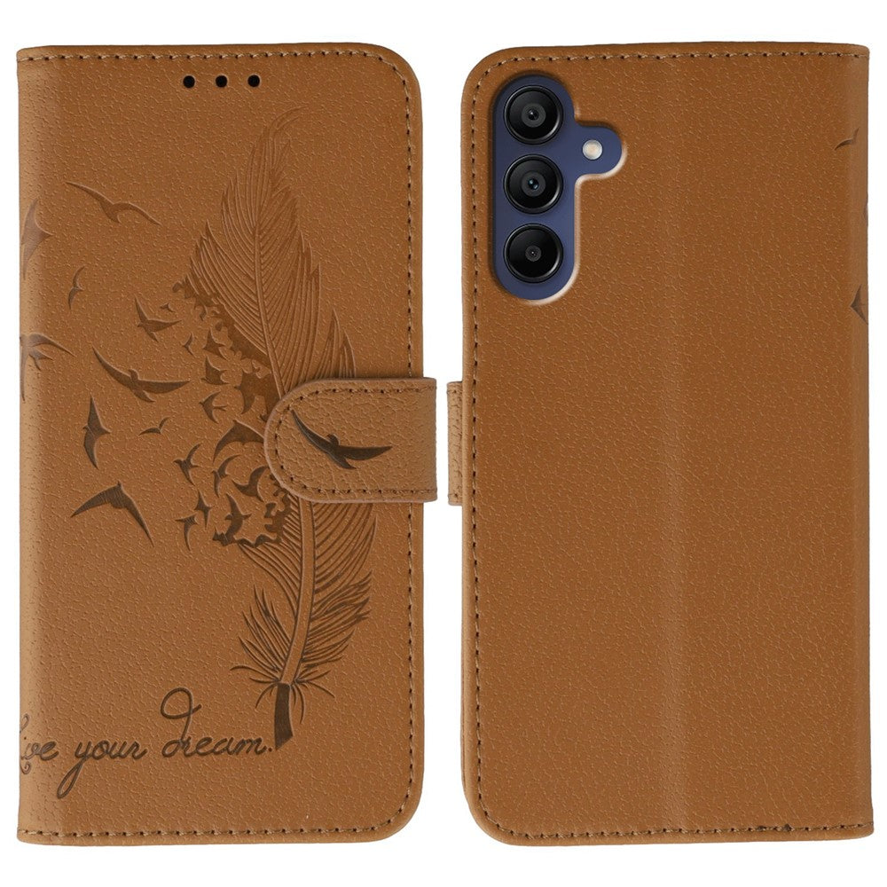 Til Samsung Galaxy A06s Etui Fjerpræg PU Læder Pung Telefoncover