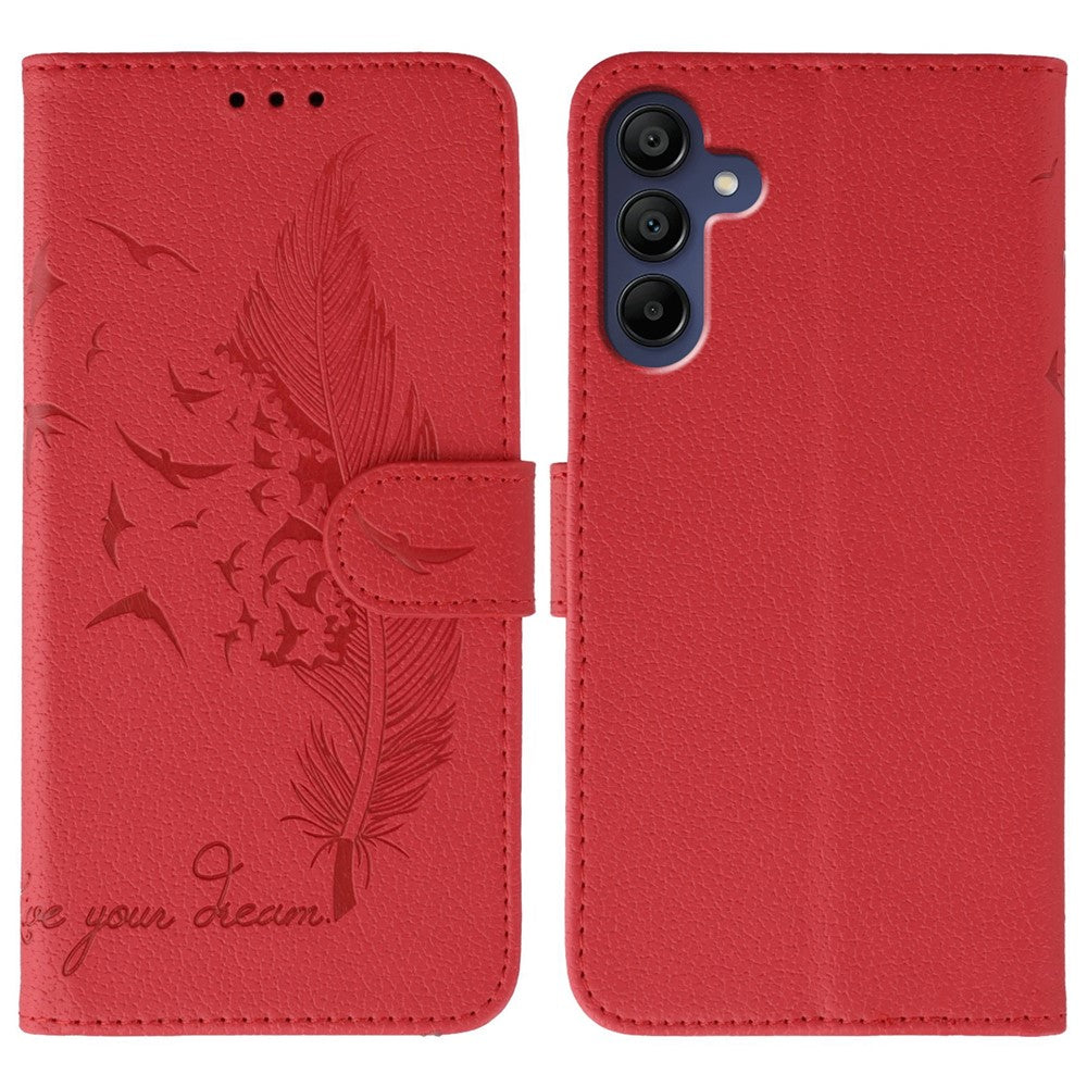 Til Samsung Galaxy A06s Etui Fjerpræg PU Læder Pung Telefoncover