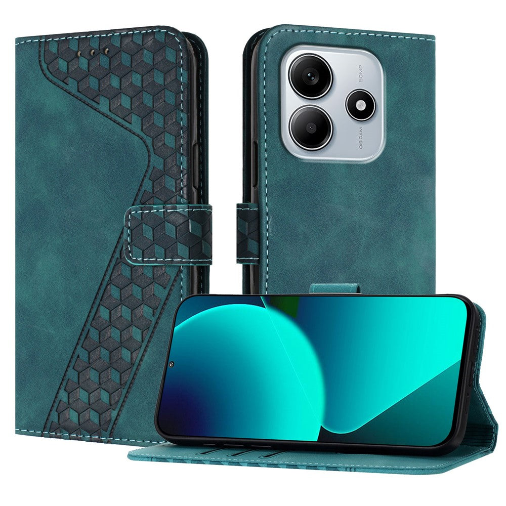 For Xiaomi Redmi Note 14 4G (164.84mm) Leather Case 7-Shaped Pattern Wallet Stand Shockproof Phone Cover