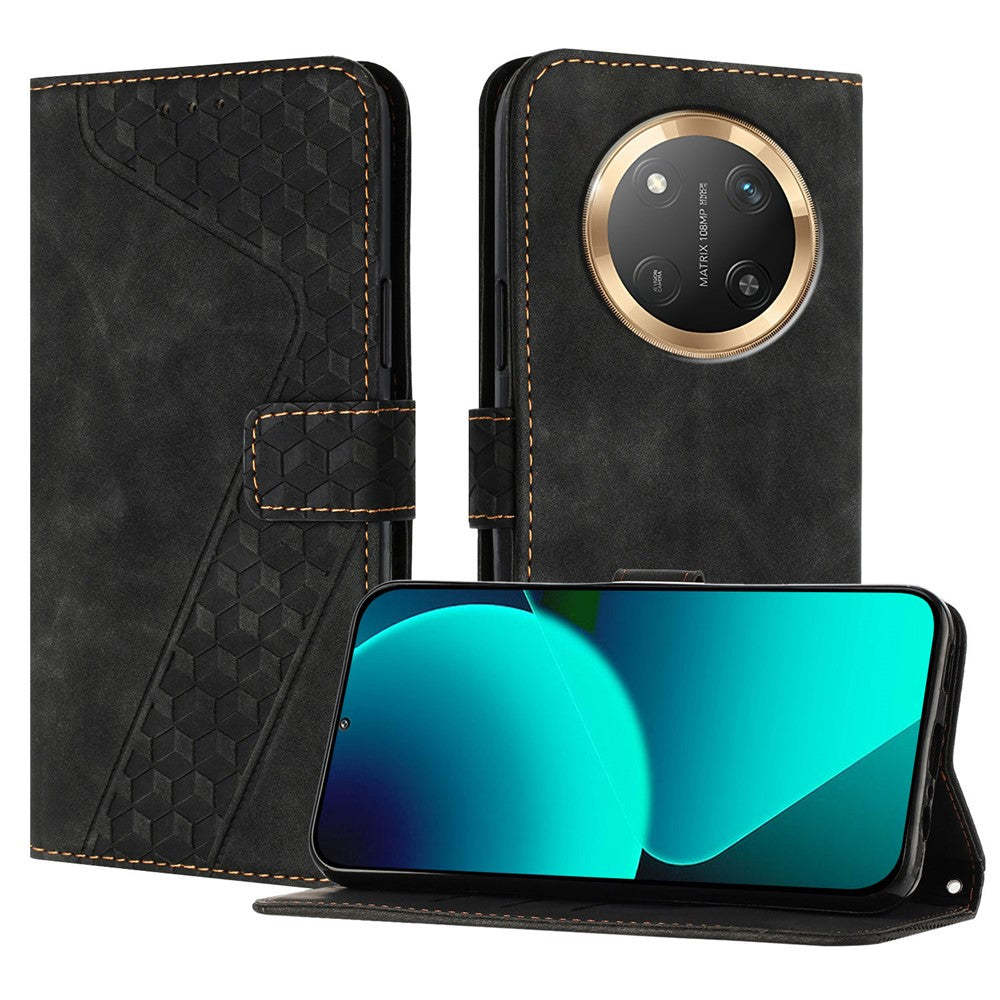 For Honor Magic7 Lite 5G / X9c 5G / X60 Pro 5G Leather Case 7-Shaped Pattern Wallet Stand Shockproof Phone Cover