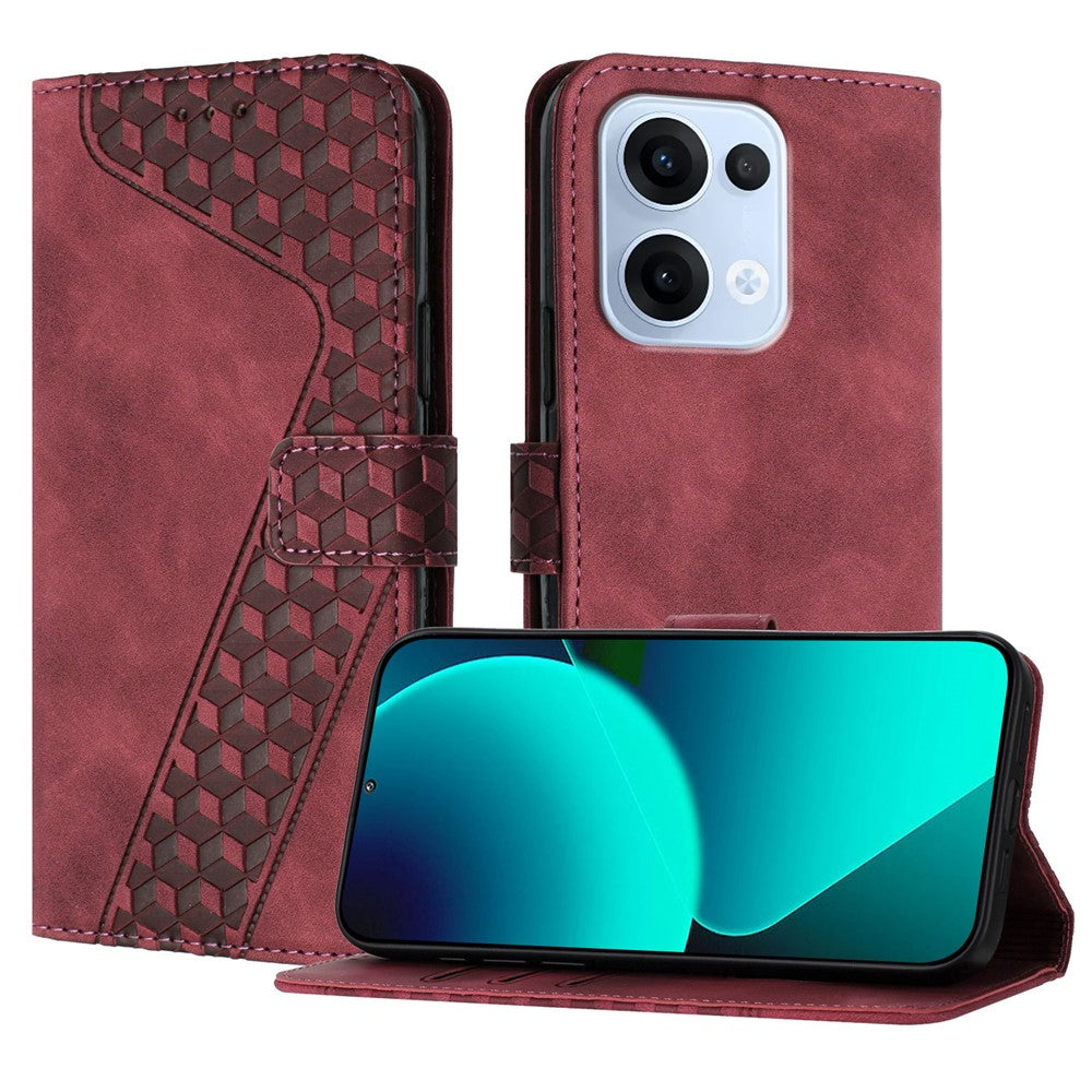 For Oppo Reno13 5G (Global) Leather Case 7-Shaped Pattern Wallet Stand Shockproof Phone Cover