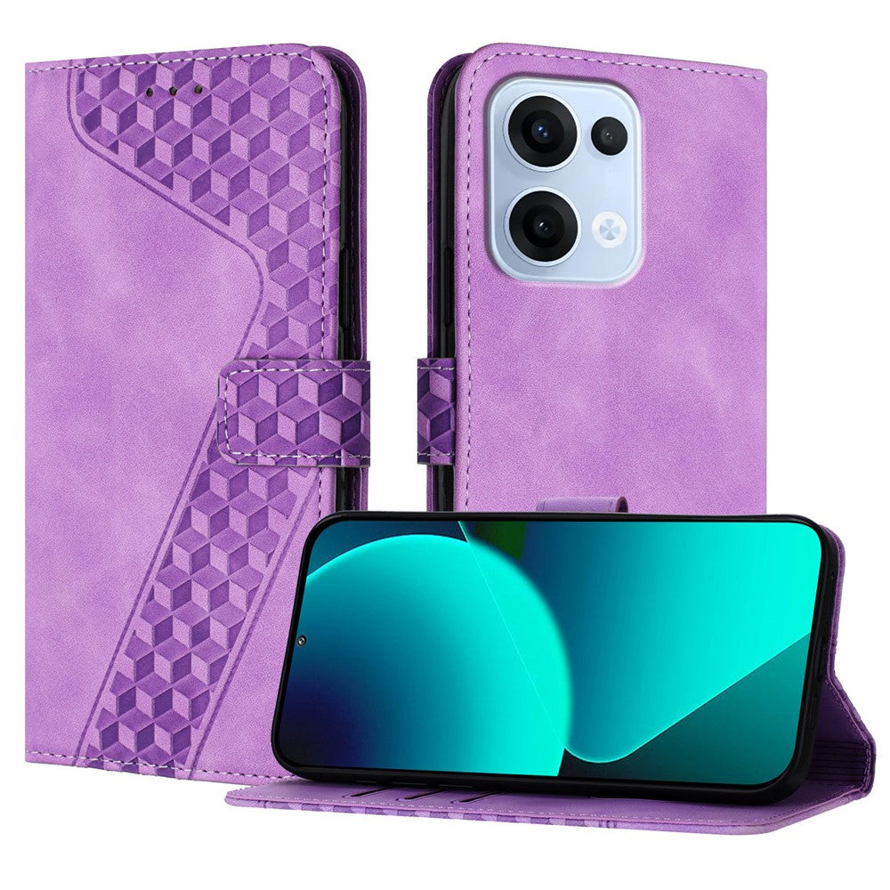 For Oppo Reno13 5G (Global) Leather Case 7-Shaped Pattern Wallet Stand Shockproof Phone Cover