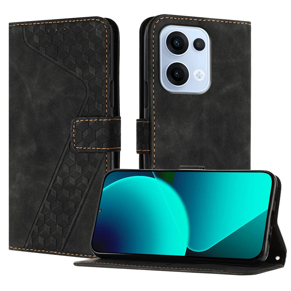 For Oppo Reno13 5G (Global) Leather Case 7-Shaped Pattern Wallet Stand Shockproof Phone Cover