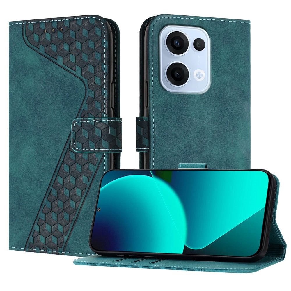 For Oppo Reno13 5G (Global) Leather Case 7-Shaped Pattern Wallet Stand Shockproof Phone Cover