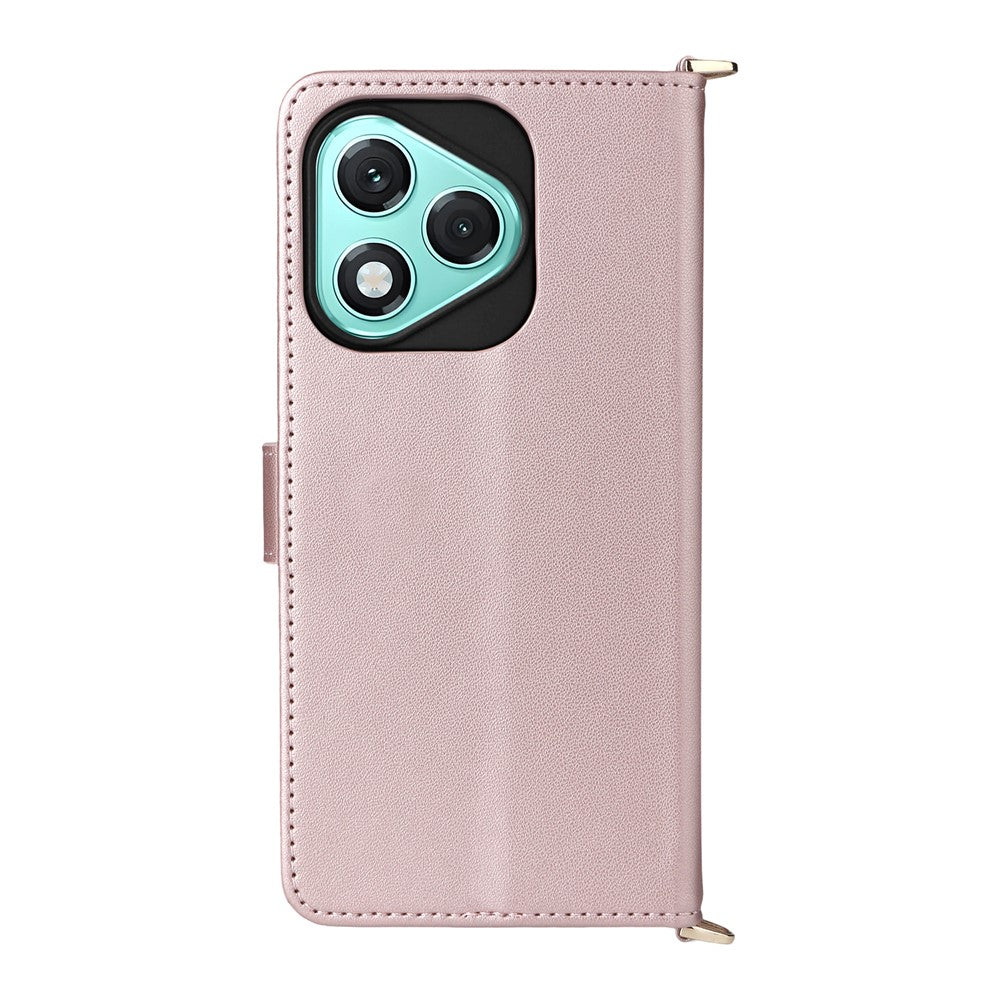 For Honor 400 Lite 5G Wallet Case with Shoulder / Wrist Strap Leather Phone Cover Stand
