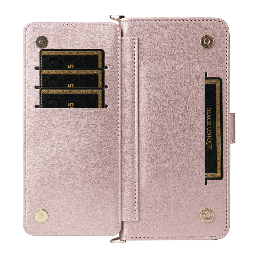 For Honor 400 Lite 5G Wallet Case with Shoulder / Wrist Strap Leather Phone Cover Stand