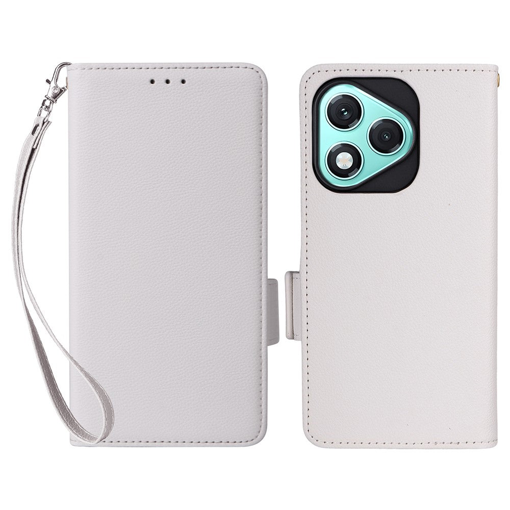 For Honor 400 Lite 5G etui med håndledsrem litchi tekstur PU læder pung telefoncover