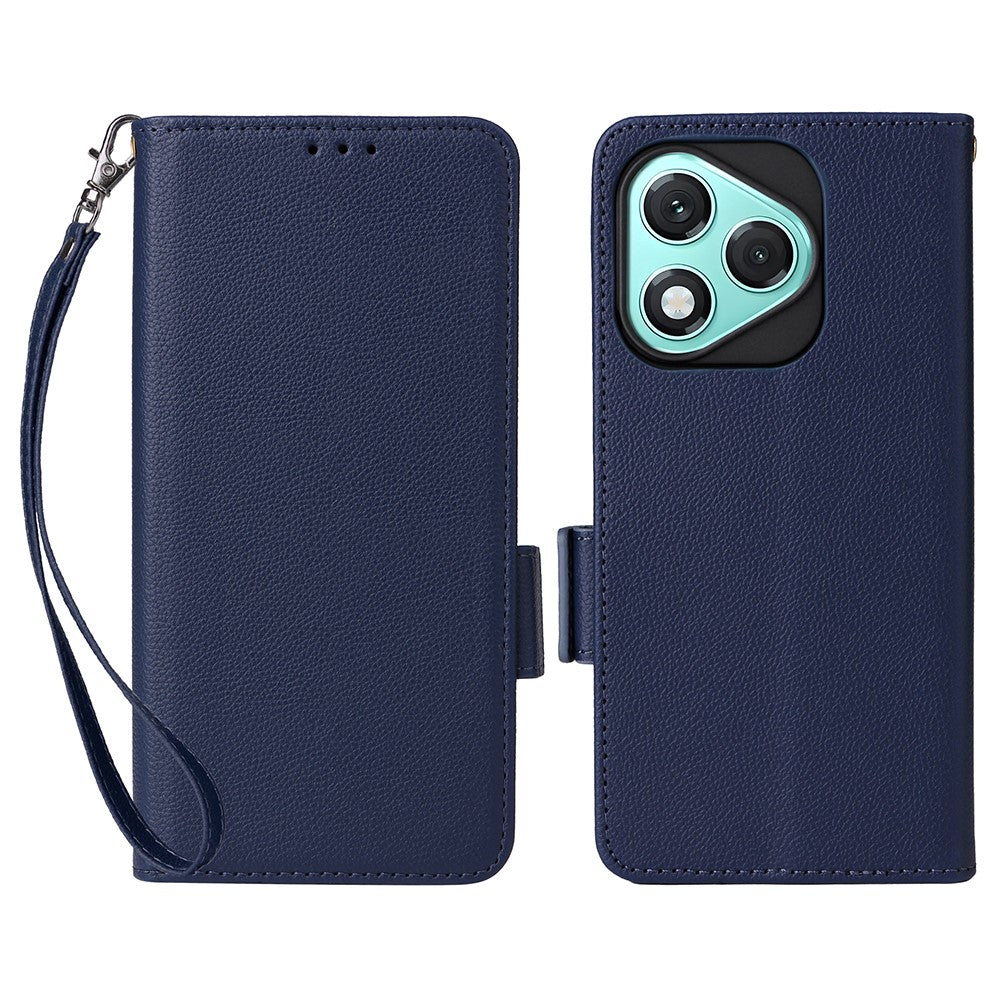 For Honor 400 Lite 5G etui med håndledsrem litchi tekstur PU læder pung telefoncover