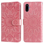 Til Samsung Galaxy F06 5G Etui Solsikkepræget Læderpung Telefoncover