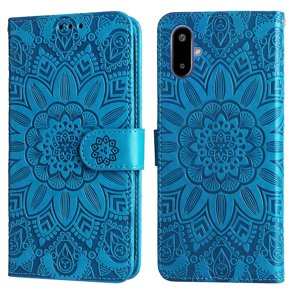 Til Samsung Galaxy F06 5G Etui Solsikkepræget Læderpung Telefoncover