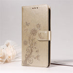 Til Samsung Galaxy F06 5G Læder Cover Sommerfugle Blomsterpræg Tegnebogs Stand Cover