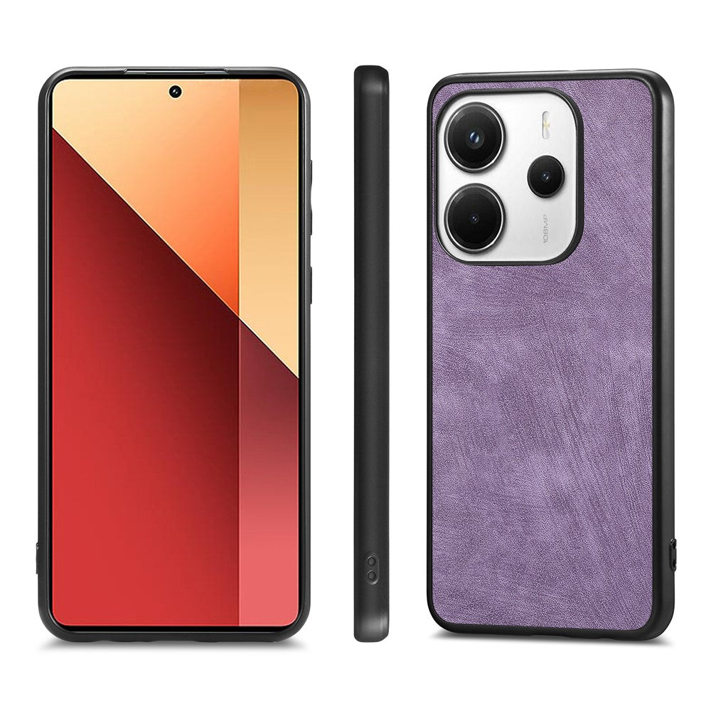 Xiaomi Redmi Note 14 5G-skal, stötsäkert, smalt retro-läder, bakstycke