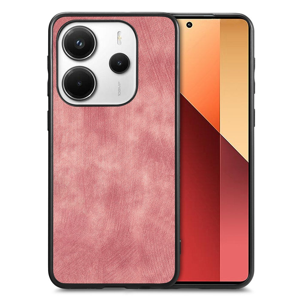 Xiaomi Redmi Note 14 5G-skal, stötsäkert, smalt retro-läder, bakstycke