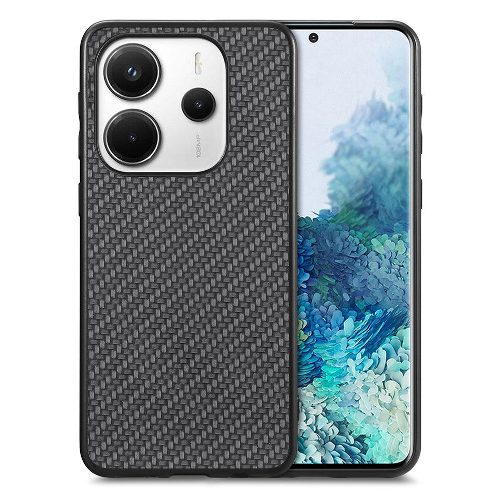 For Xiaomi Redmi Note 14 5G Case Carbon Fiber Texture PU+PC+TPU Phone Back Cover