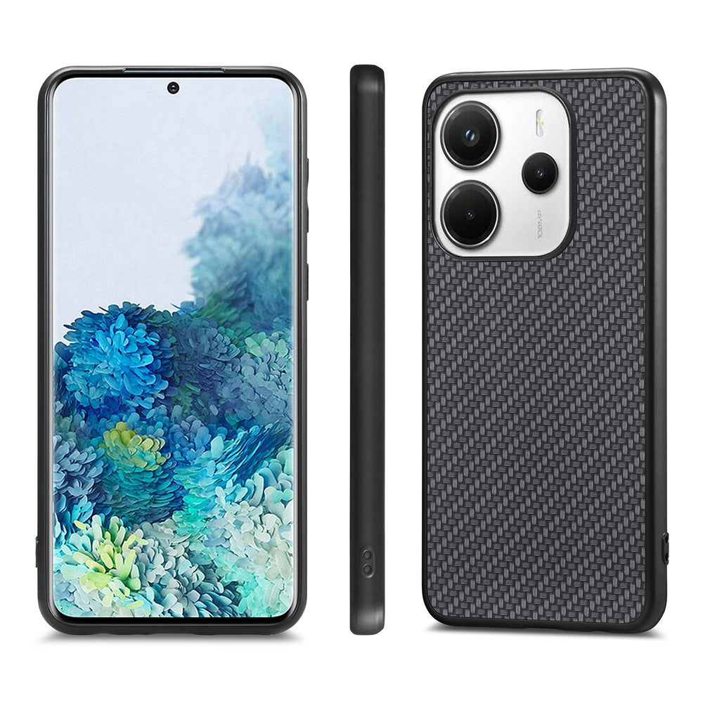 Xiaomi Redmi Note 14 5G-skal Kolfiberstruktur PU+PC+TPU mobilbaksida