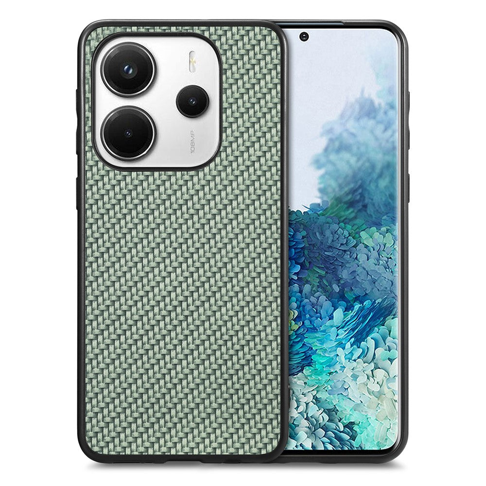 For Xiaomi Redmi Note 14 5G Case Carbon Fiber Texture PU+PC+TPU Phone Back Cover