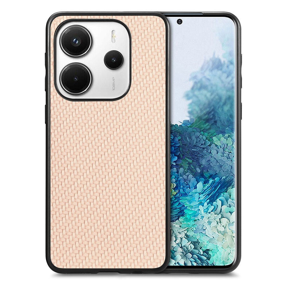 For Xiaomi Redmi Note 14 5G Case Carbon Fiber Texture PU+PC+TPU Phone Back Cover