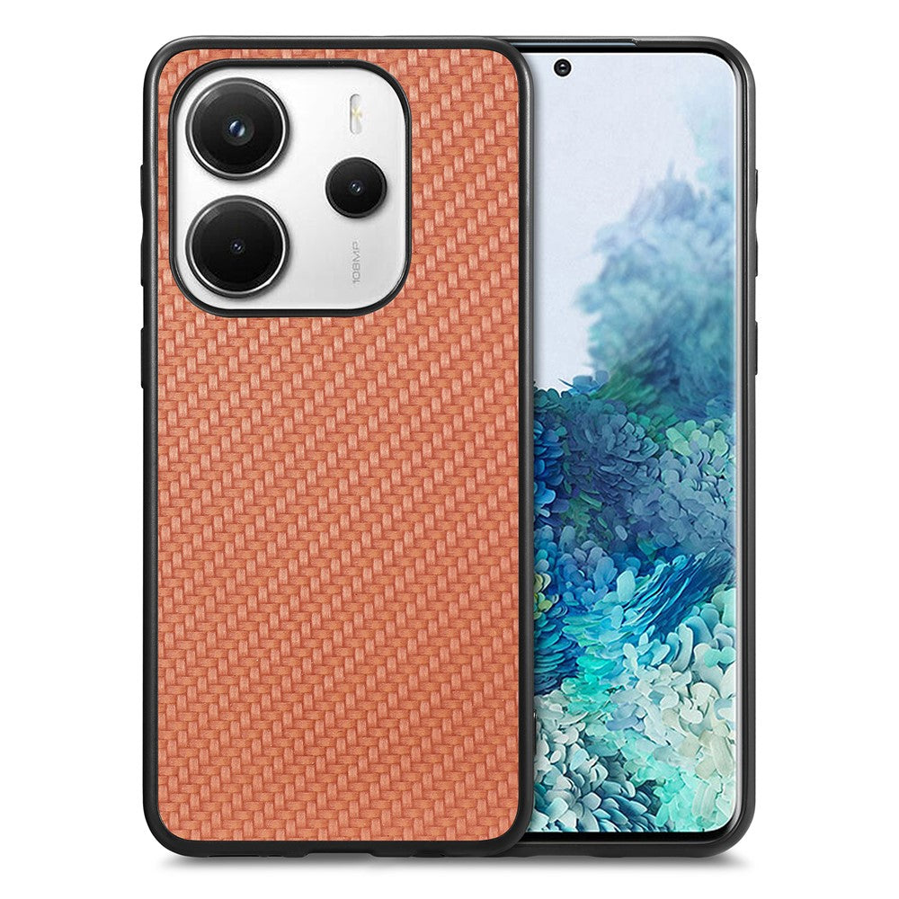 For Xiaomi Redmi Note 14 5G Case Carbon Fiber Texture PU+PC+TPU Phone Back Cover