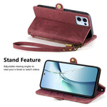 For Oppo Reno13 5G (Global) Zipper Wallet Case Geometry Lines Leather Phone Cover with Strap