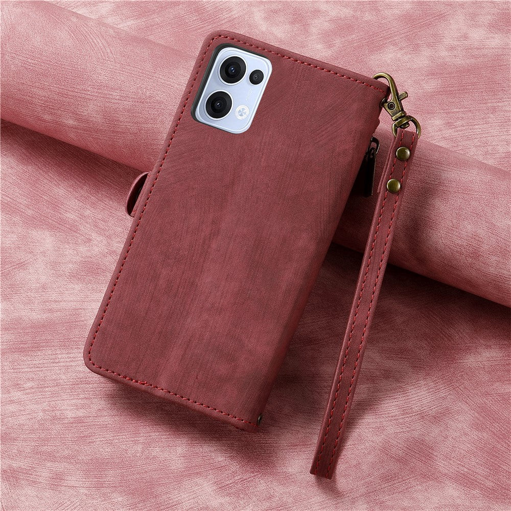 For Oppo Reno13 5G (Global) Zipper Wallet Case Geometry Lines Leather Phone Cover with Strap