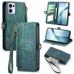 For Oppo Reno13 5G (Global) Zipper Wallet Case Geometry Lines Leather Phone Cover with Strap
