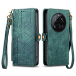For Xiaomi 15 Ultra Zipper Wallet Case Geometry Lines Leather Phone Cover with Strap