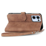 For Oppo Reno13 5G (Global) Zipper Wallet Case with Strap Flower Imprint PU Leather Phone Cover