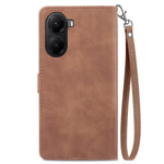 For Xiaomi Poco X7 Pro 5G Zipper Wallet Case with Strap Flower Imprint PU Leather Phone Cover
