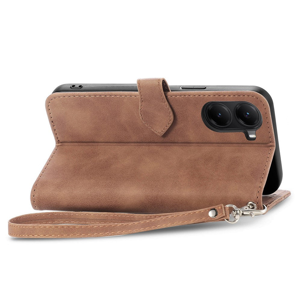For Xiaomi Poco X7 Pro 5G Zipper Wallet Case with Strap Flower Imprint PU Leather Phone Cover