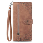For Huawei nova 13 Pro 5G Zipper Wallet Case with Strap Flower Imprint PU Leather Phone Cover