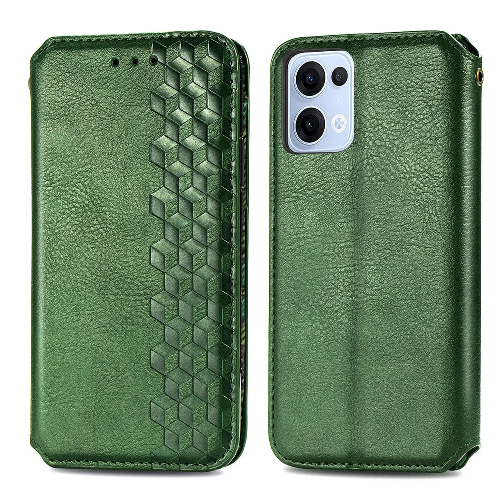 For Oppo Reno13 5G (Global) Case Rhombus Imprint PU Leather Wallet Phone Cover