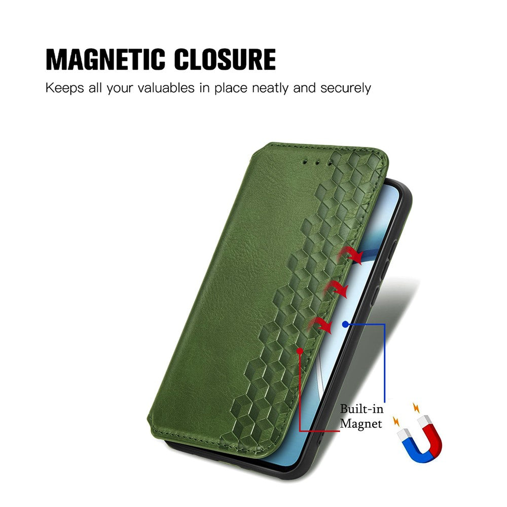 For Oppo Reno13 5G (Global) Case Rhombus Imprint PU Leather Wallet Phone Cover