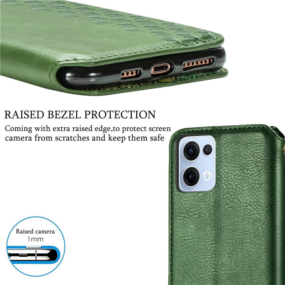 For Oppo Reno13 5G (Global) Case Rhombus Imprint PU Leather Wallet Phone Cover