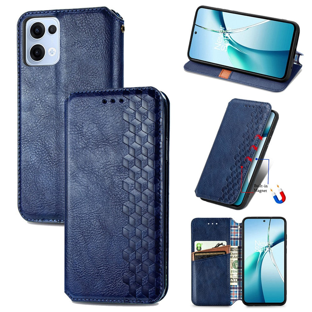For Oppo Reno13 5G (Global) Case Rhombus Imprint PU Leather Wallet Phone Cover